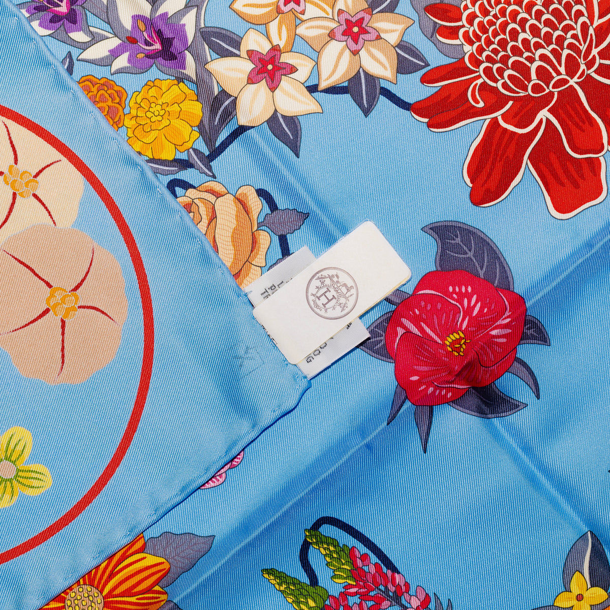 Hermes Silk Scarf 90 Planifleurs - Bleu Ciel Rose Rouge - NWSTS - 2609291926