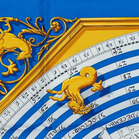 Hermes Scarf 90 Astrologie Forever - Bleu Cobalt Vieil Or Blanc - NWSTS - 2504281842
