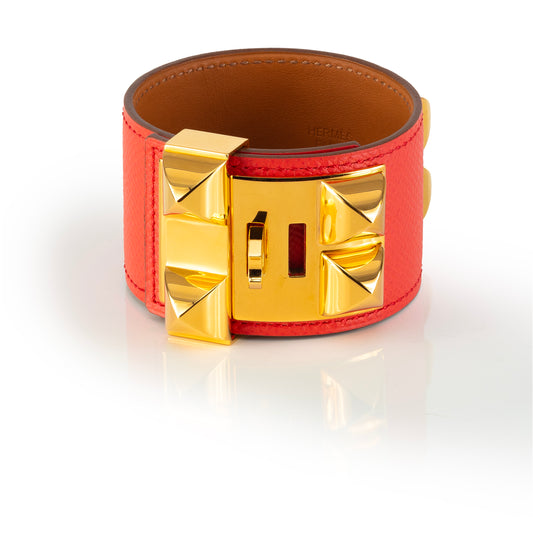 Hermes BRACELET - Medor Collier de Chien - Gold HW - Red Calf Leather - 2407061618