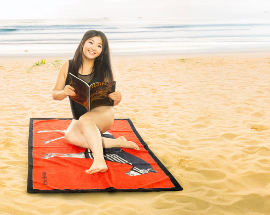 Hermes Beach Towel - Robacar a Cheval Black Red - Cotton NWCTS 2403301652