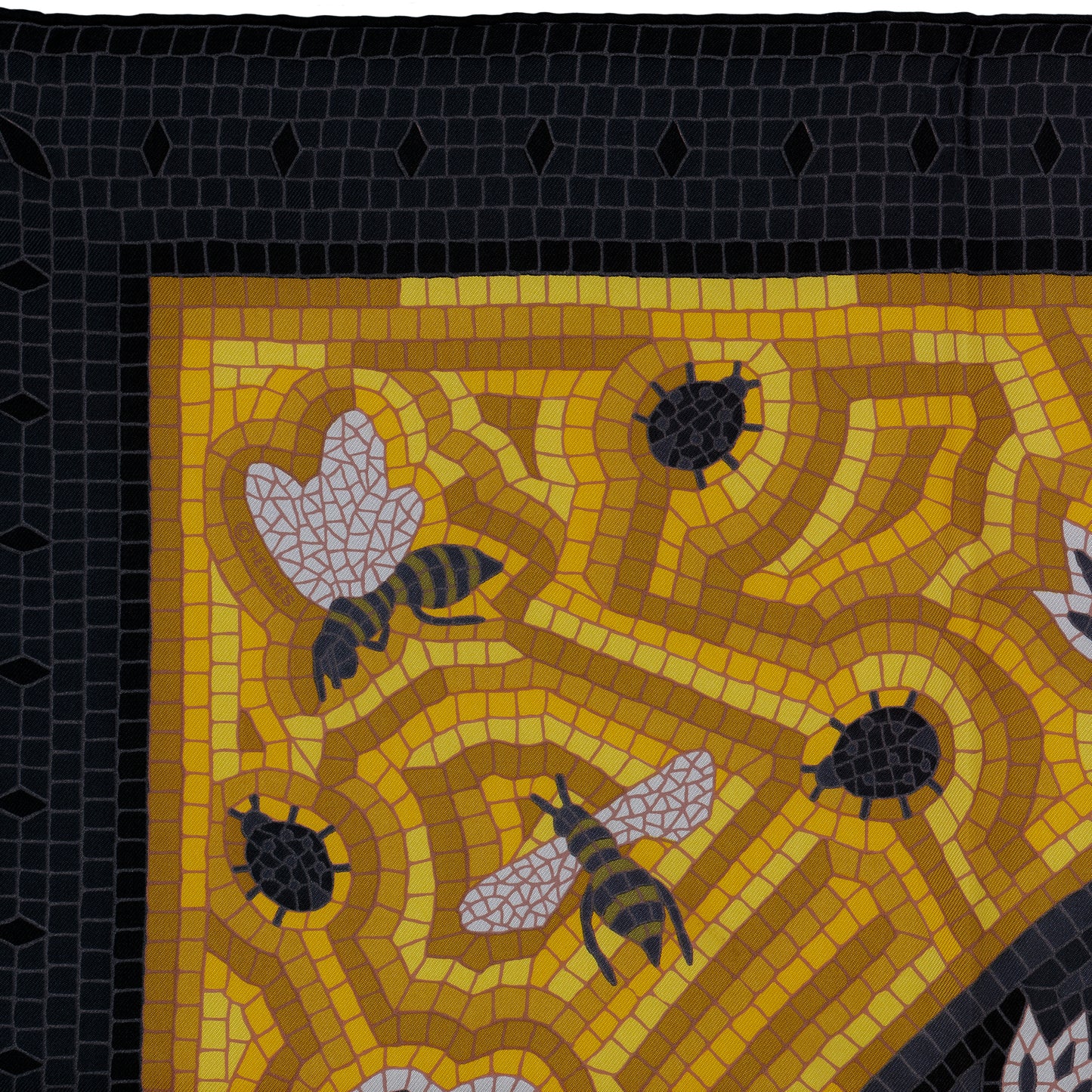 Hermes Scarf 90 Cave Felem - Black Gold - Mint With Care Tag