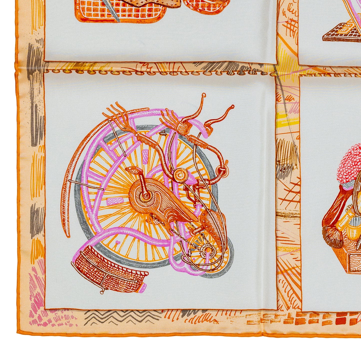 Hermes Scarf Chevaloscope - Blanc Orange Parme - New Store Tag