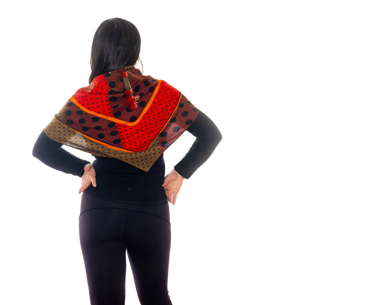 Hermes Shawl Clic Clac A Pois - CS140 - Kaki Rouge Acajou - NEW