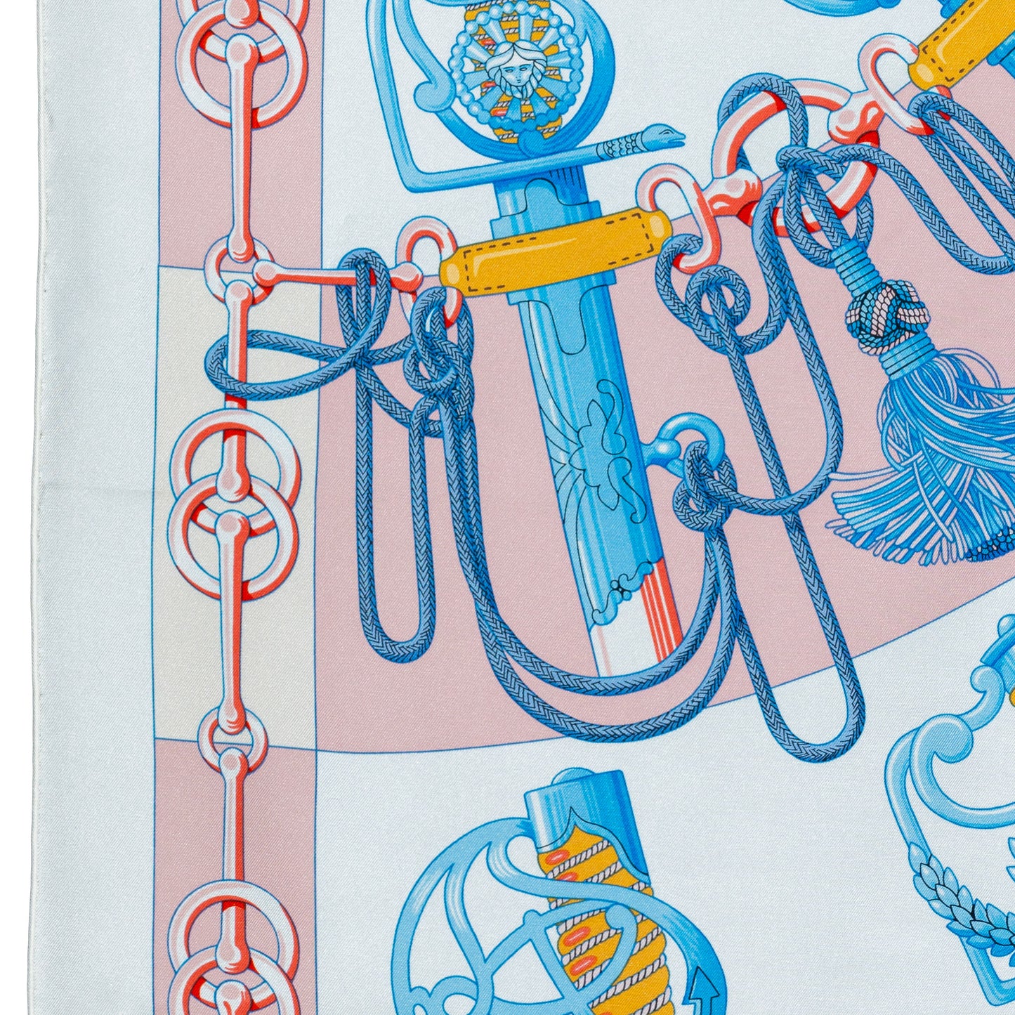 Auth. Hermès Silk Scarf 90 - Cliquetis - Blanc Rose poudre New Store Tag