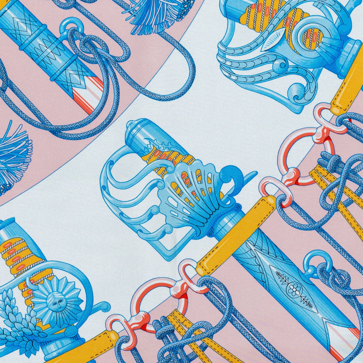 Auth. Hermès Silk Scarf 90 - Cliquetis - Blanc Rose poudre New Store Tag