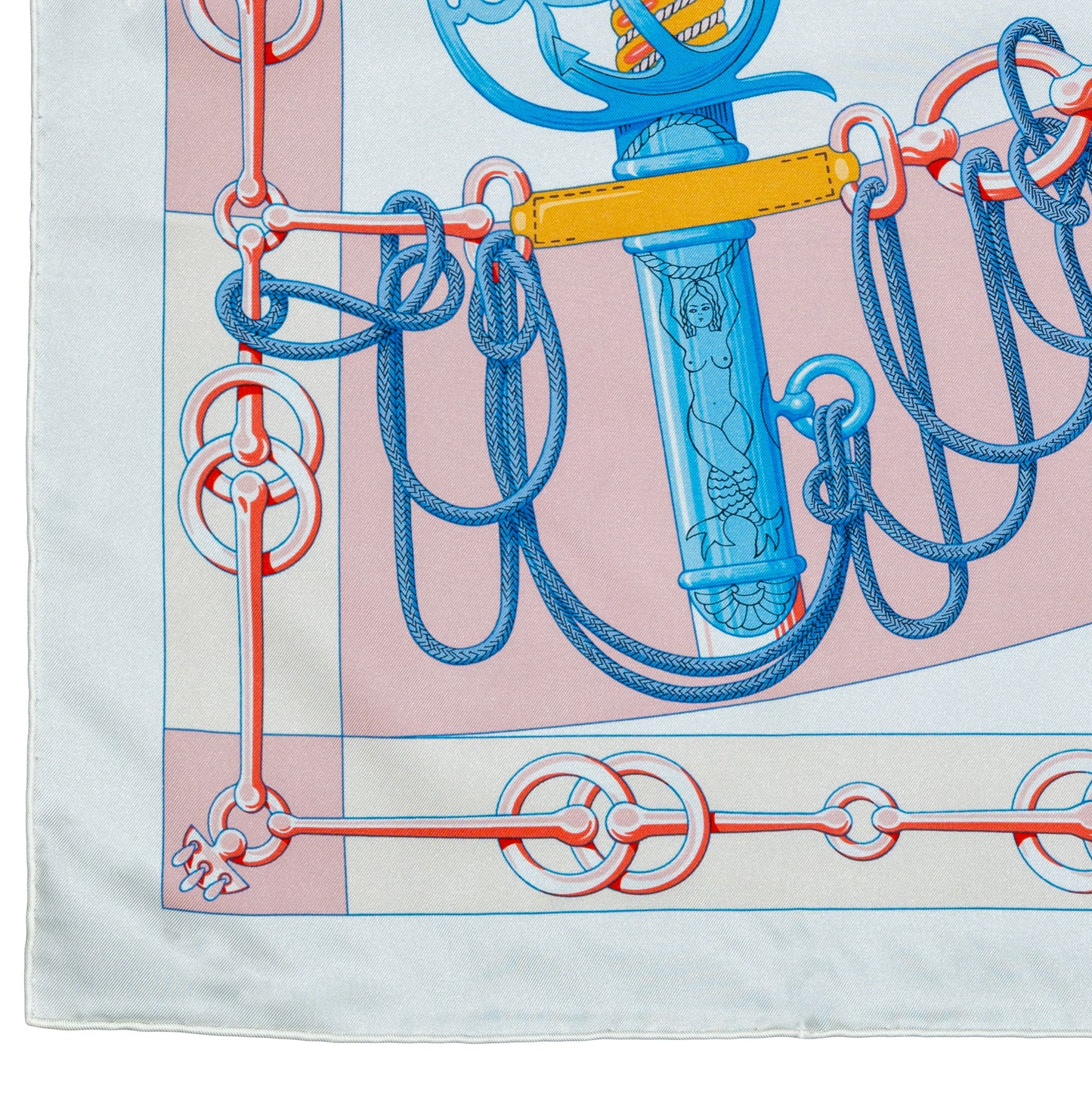 Auth. Hermès Silk Scarf 90 - Cliquetis - Blanc Rose poudre New Store Tag