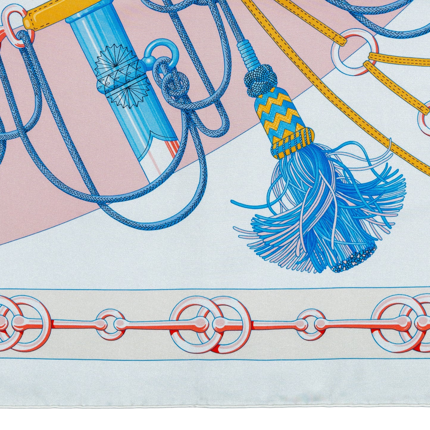Auth. Hermès Silk Scarf 90 - Cliquetis - Blanc Rose poudre New Store Tag
