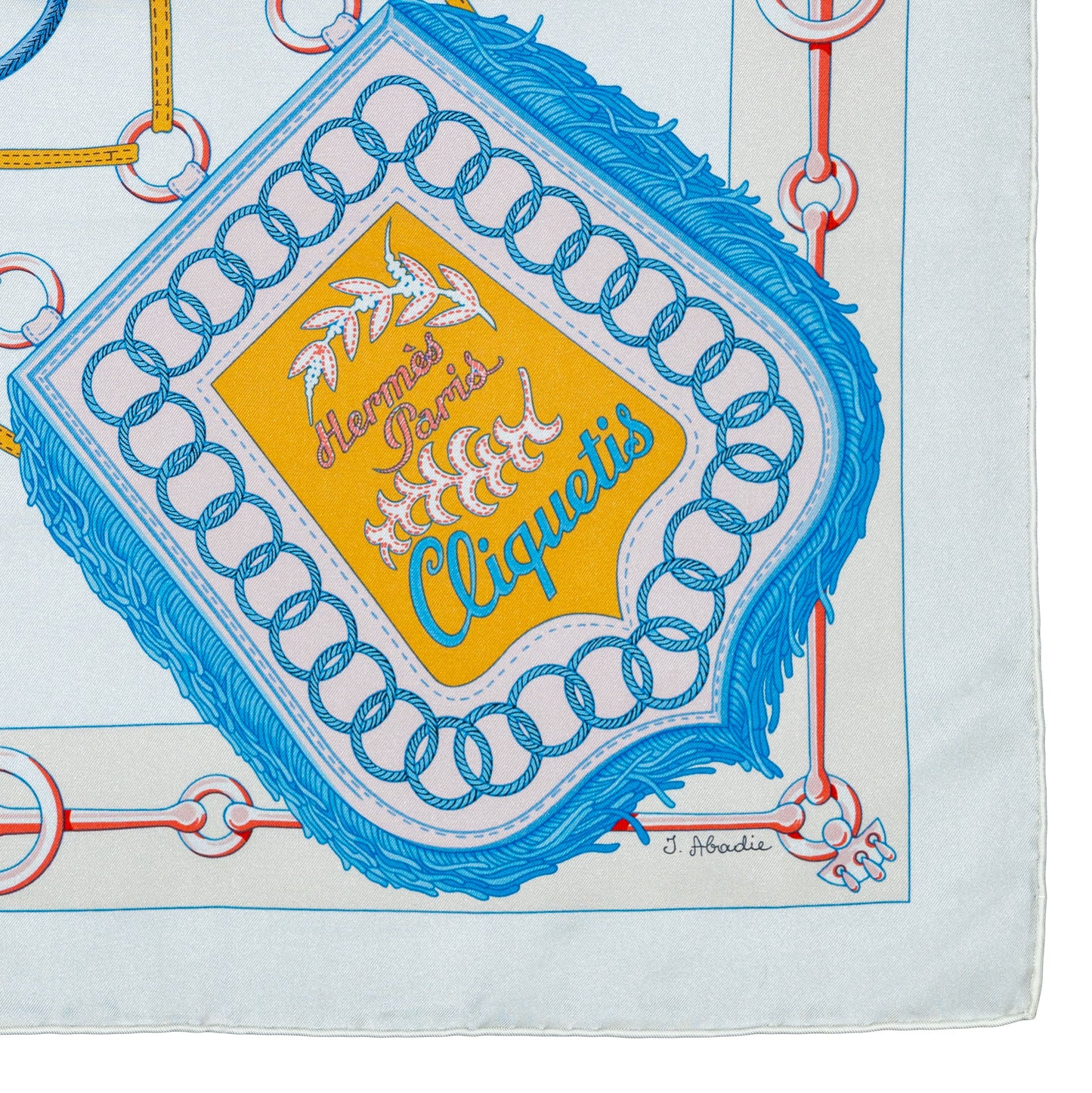 Auth. Hermès Silk Scarf 90 - Cliquetis - Blanc Rose poudre New Store Tag