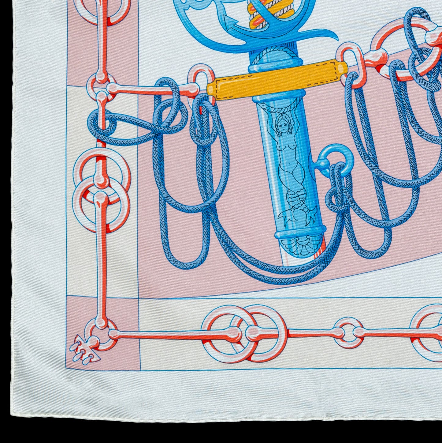 Auth. Hermès Silk Scarf 90 - Cliquetis - Blanc Rose poudre New Store Tag