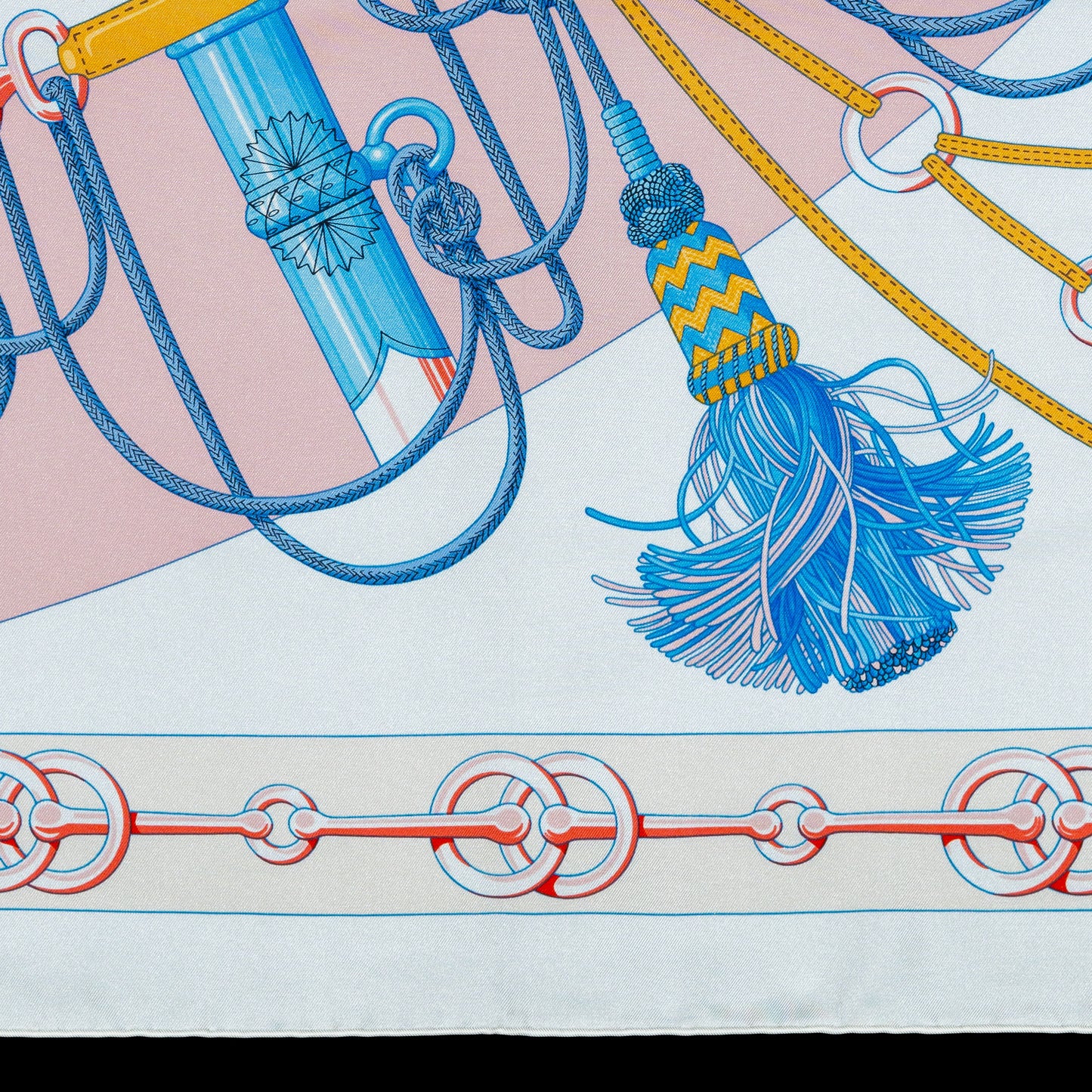 Auth. Hermès Silk Scarf 90 - Cliquetis - Blanc Rose poudre New Store Tag