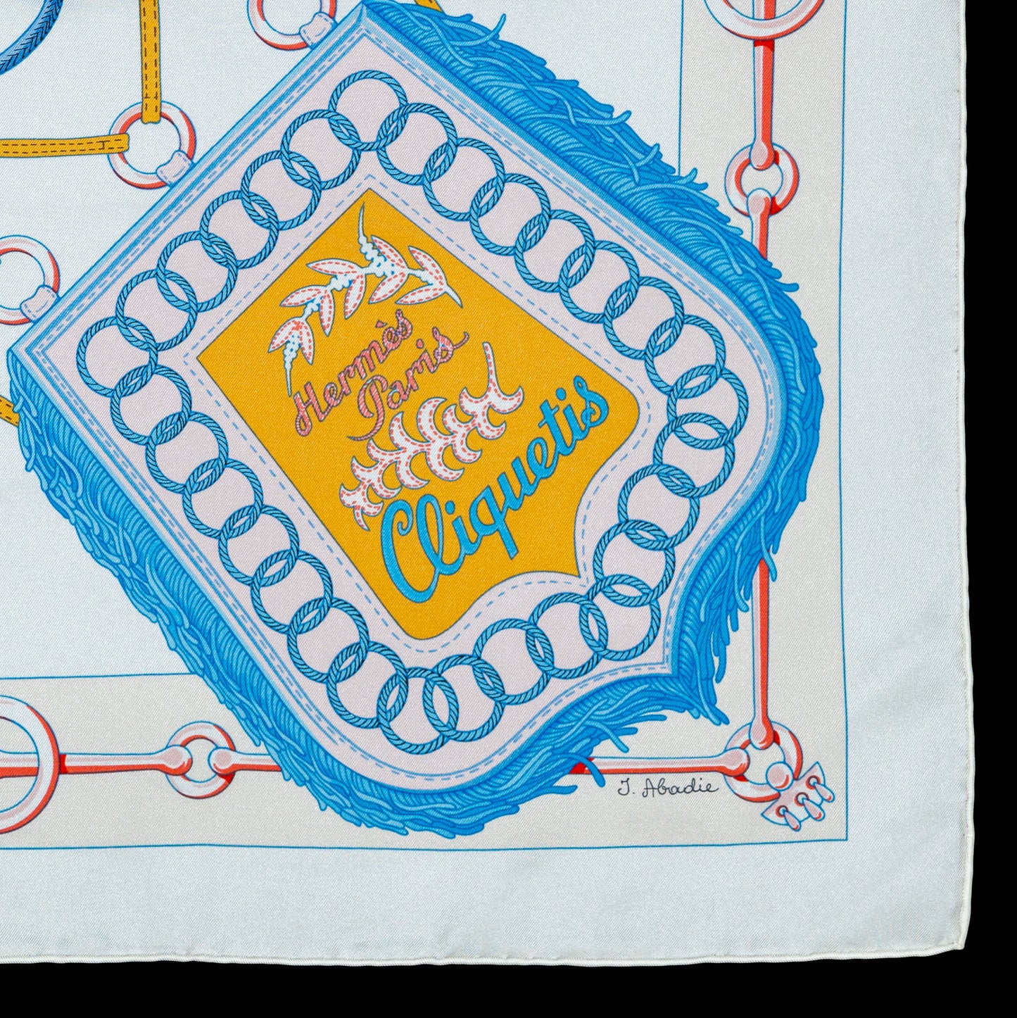 Auth. Hermès Silk Scarf 90 - Cliquetis - Blanc Rose poudre New Store Tag