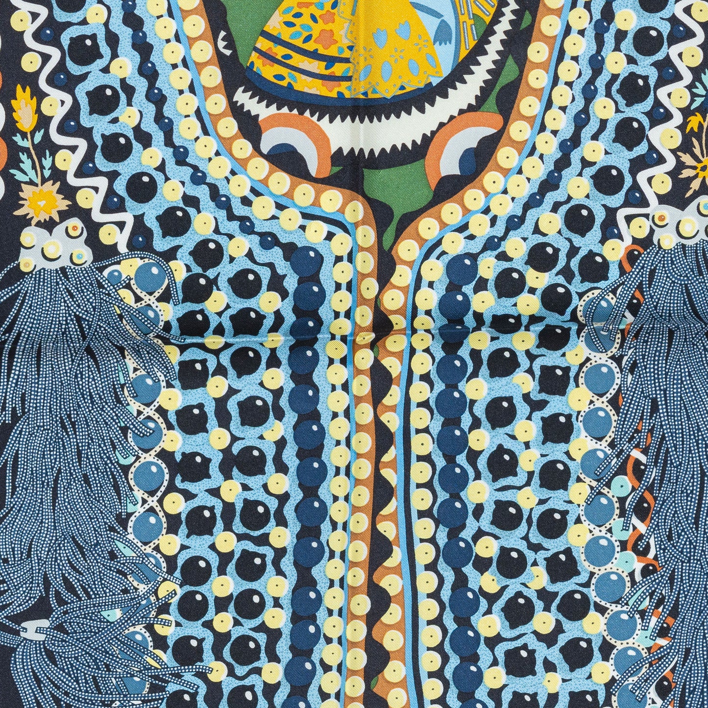 Hermes Scarf 90 Costume de Fête – Vert de Gris Blanc – NWSTS – 2505081631