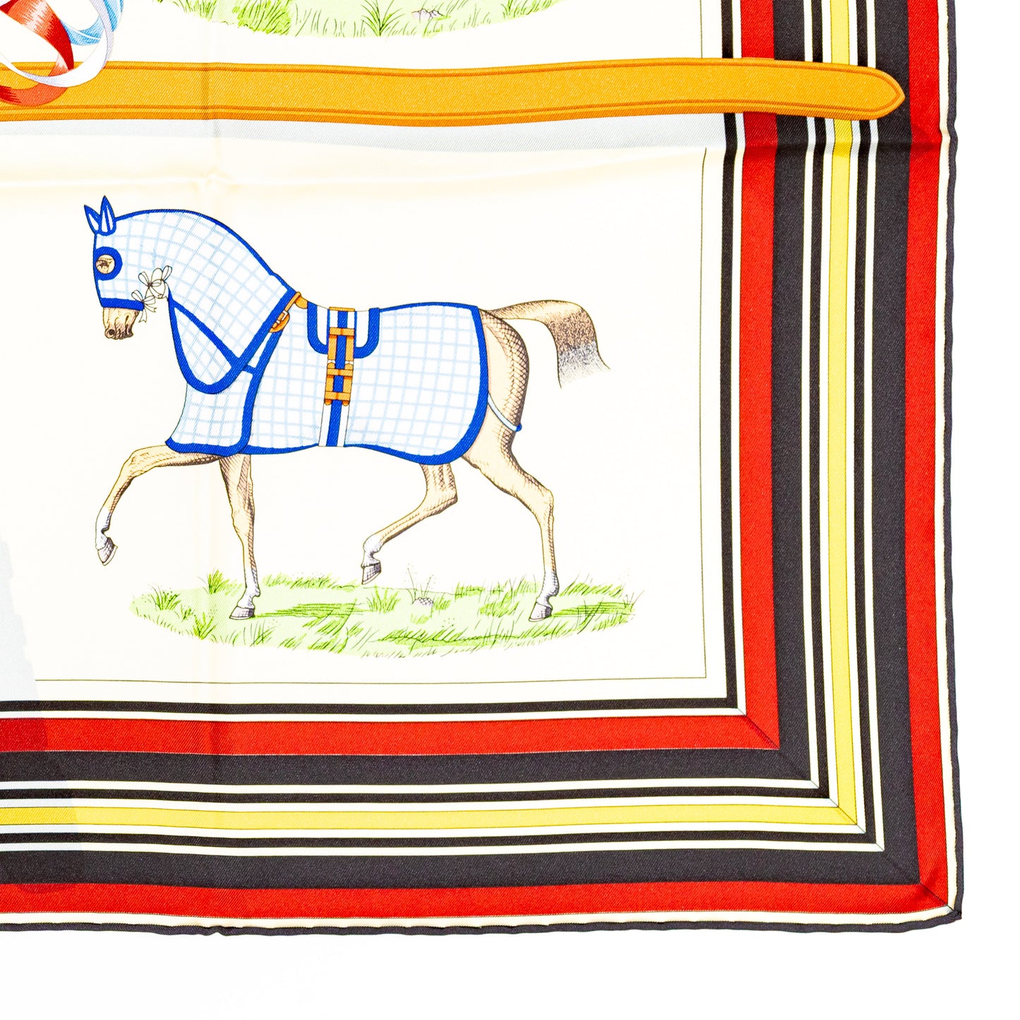 Hermes Scarf 90 Couvertures et Tenues de Jour - Creme Rouge Bleu - NWST - 2601291059