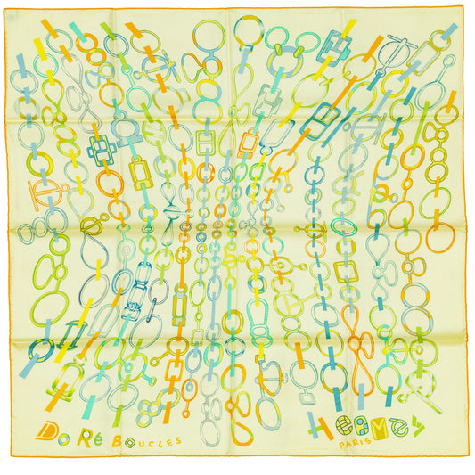Hermes Scarf Do Re Boucles - Jaune Soufre Pale - New Store Tag