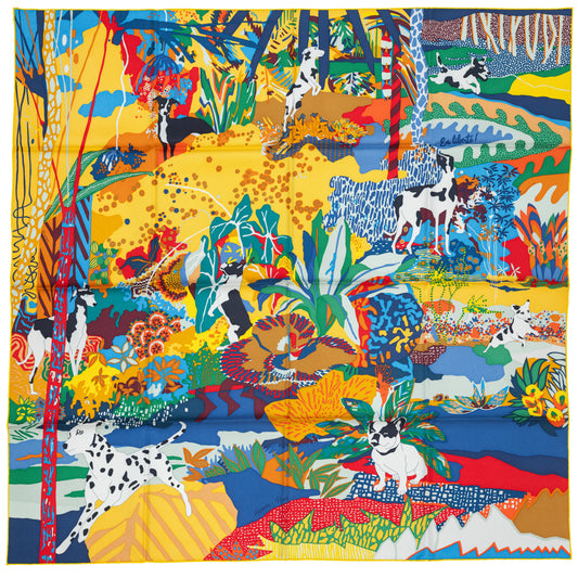 Hermes Scarf 90 En Liberté – Jaune Soleil Vert – NWSTS – 2505081640