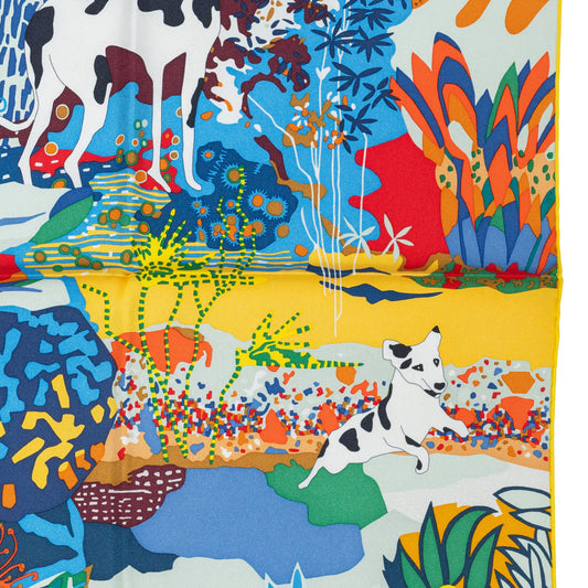 Hermes Scarf 90 En Liberté – Jaune Soleil Vert – NWSTS – 2505081640