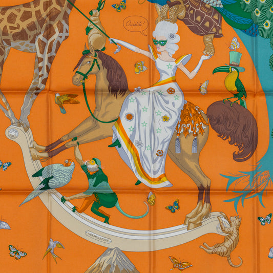Hermes Scarf Hermes Story Abricot Beige Vert - New With Tag