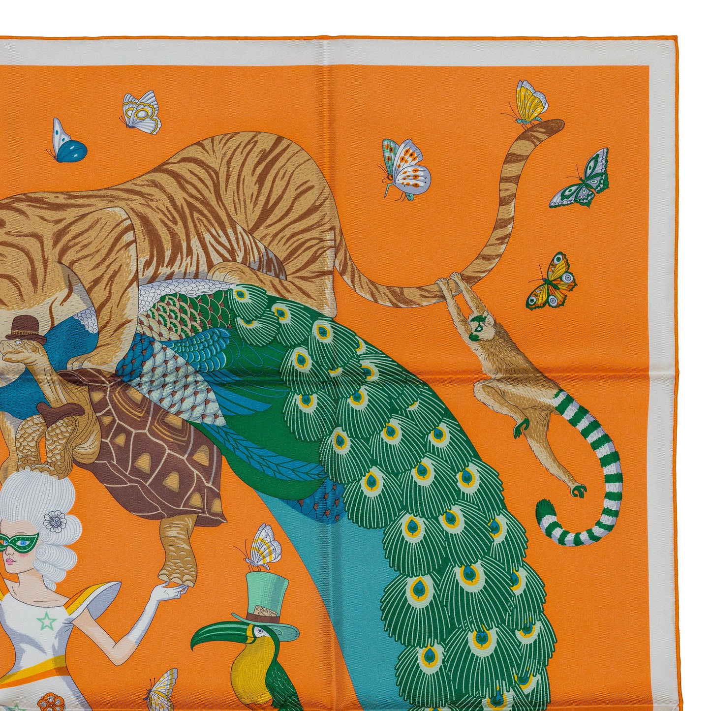 Hermes Scarf Hermes Story Abricot Beige Vert - New With Tag