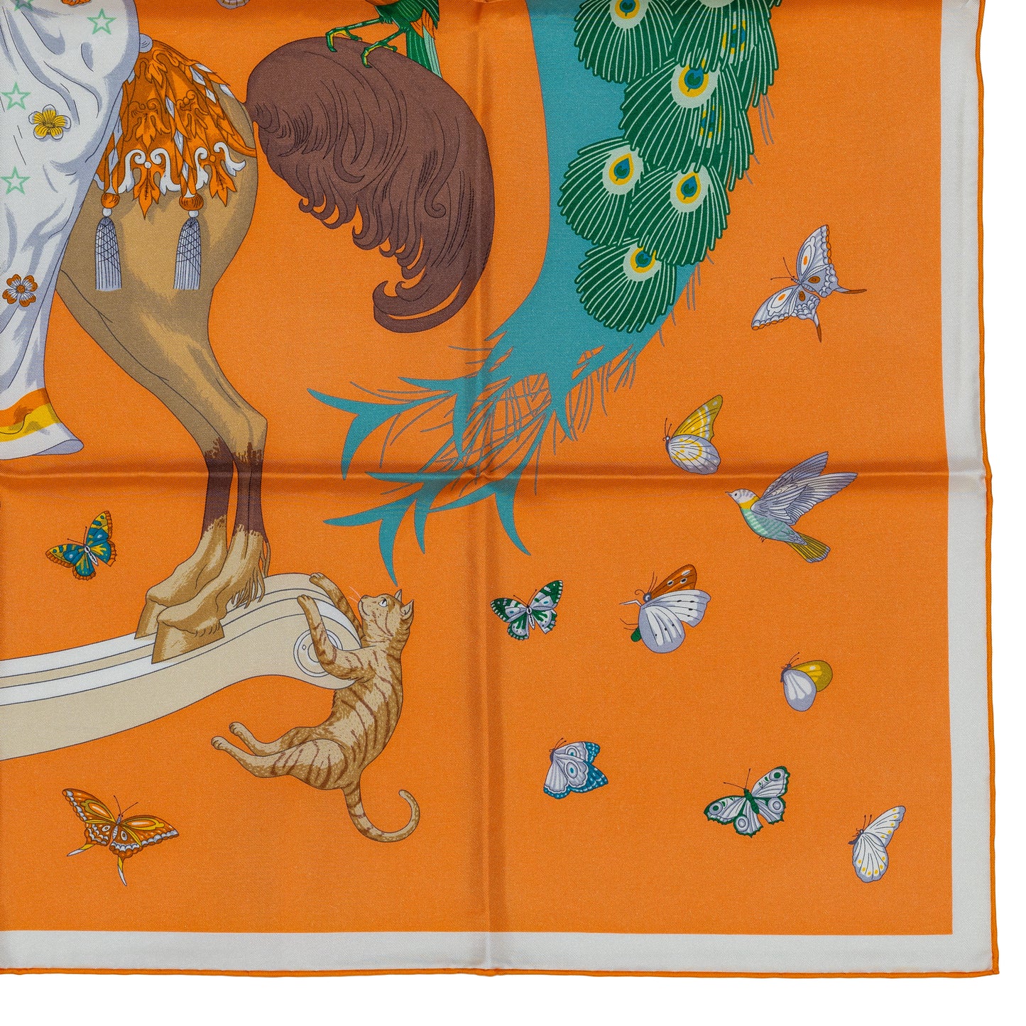 Hermes Scarf Hermes Story Abricot Beige Vert - New With Tag