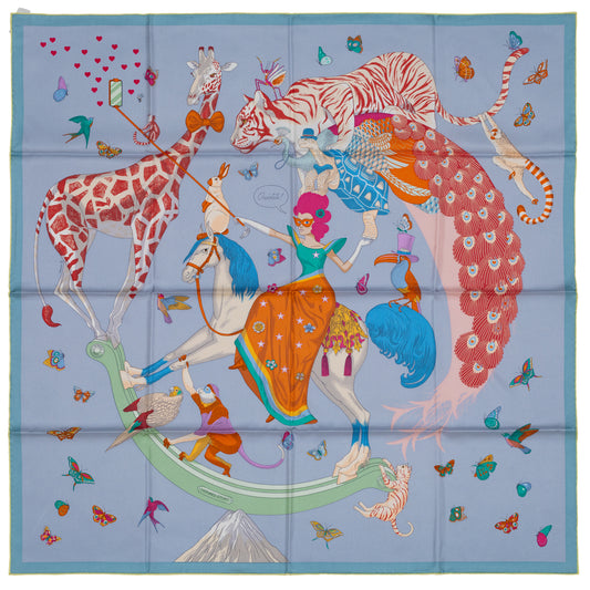 Hermes Scarf Hermès Story Green Blue Glacier Rose New With Tag