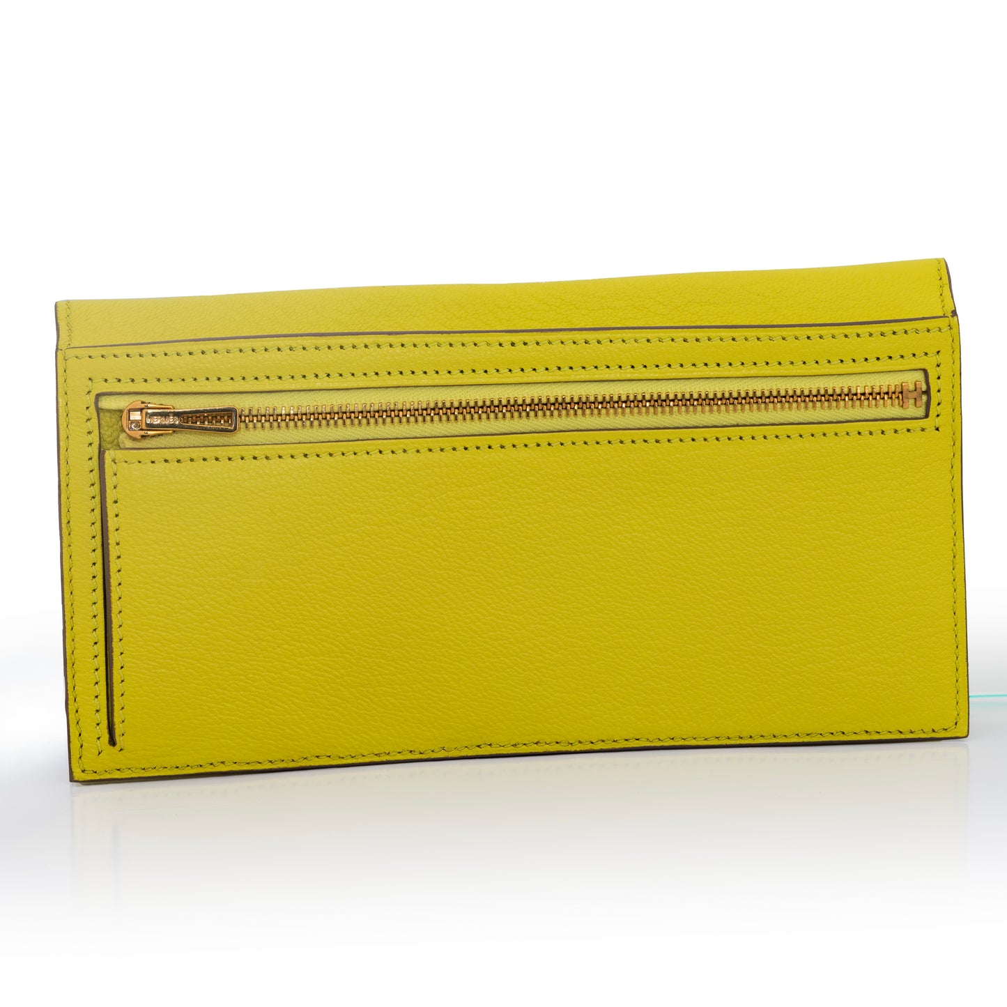 Hermes Wallet Bearn - Lime Yellow - 17.5cm - HW Paladium - NWOCTS - 2411111659