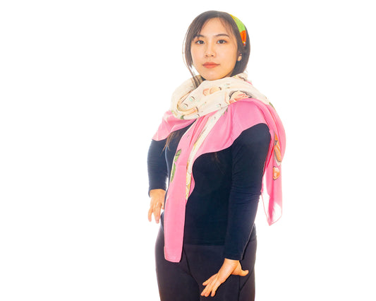 Hermes - La Rosee Silk Shawl 140 Crepe Pink - MWOCT - 2411111745
