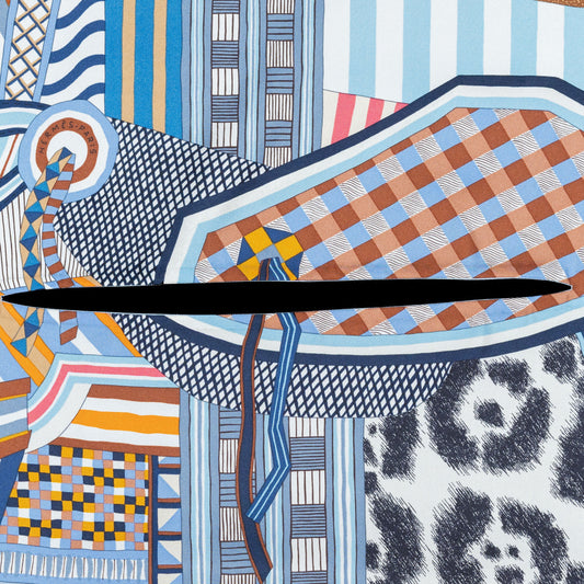 Hermes Scarf 90 La Selle Imaginaire - Dossard - Bleu Tabac Grenadine – NWSTS – 2505081706