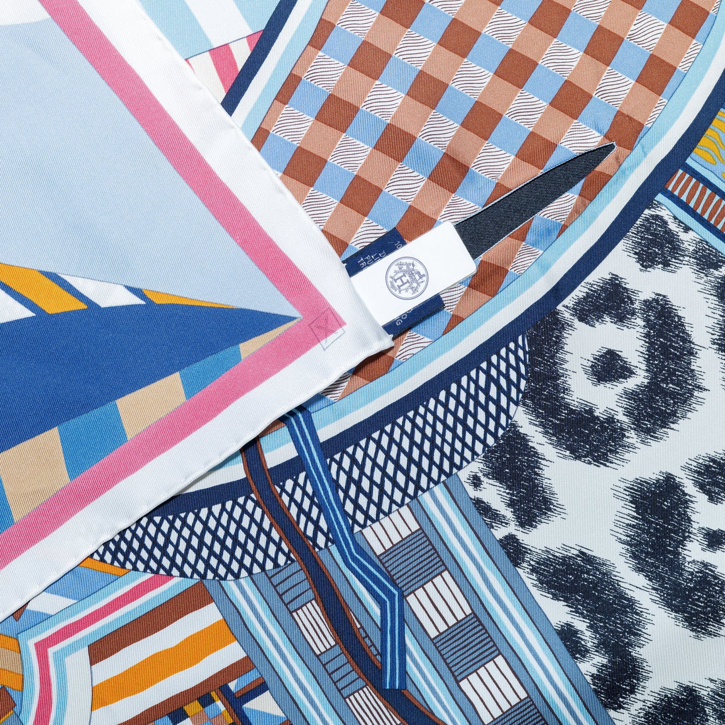 Hermes Scarf 90 La Selle Imaginaire - Dossard - Bleu Tabac Grenadine – NWSTS – 2505081706