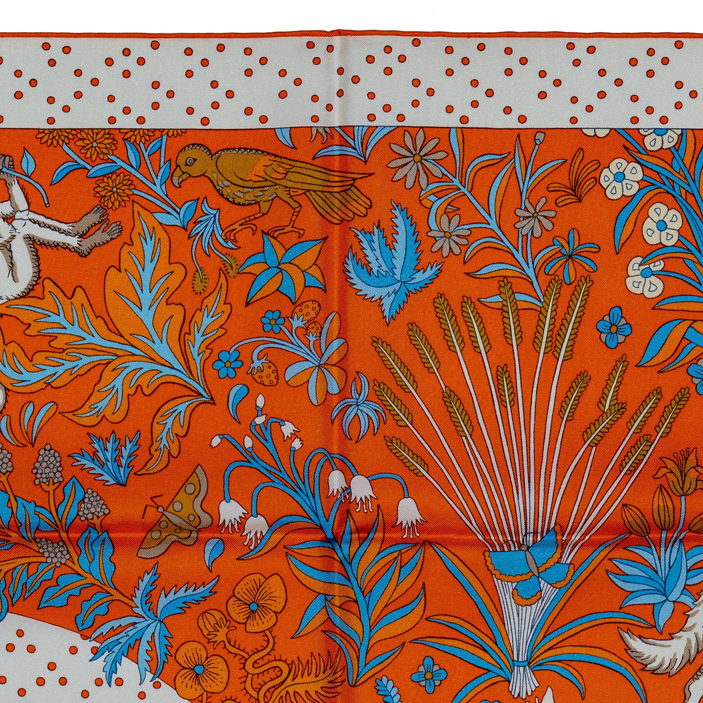 Hermes Scarf Le Premier Chant - Orange Blanc Bleu - New With Tag