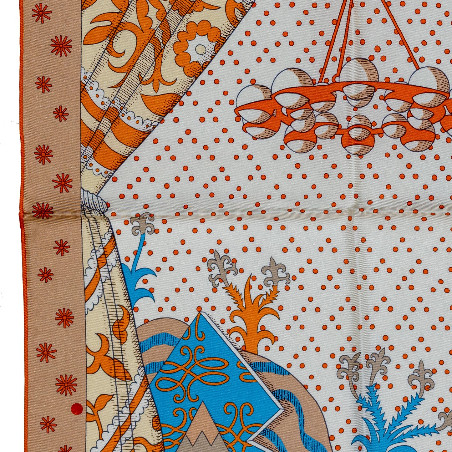 Hermes Scarf Le Premier Chant - Orange Blanc Bleu - New With Tag
