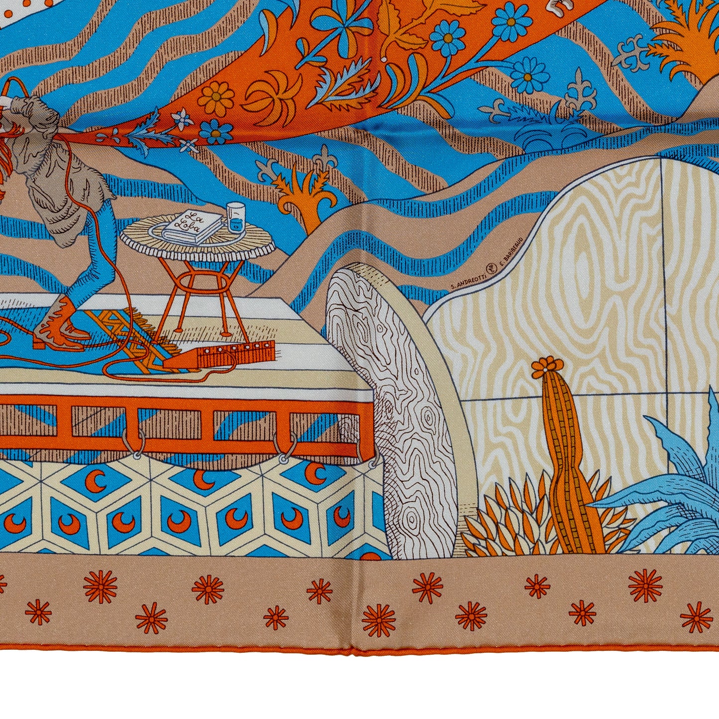 Hermes Scarf Le Premier Chant - Orange Blanc Bleu - New With Tag