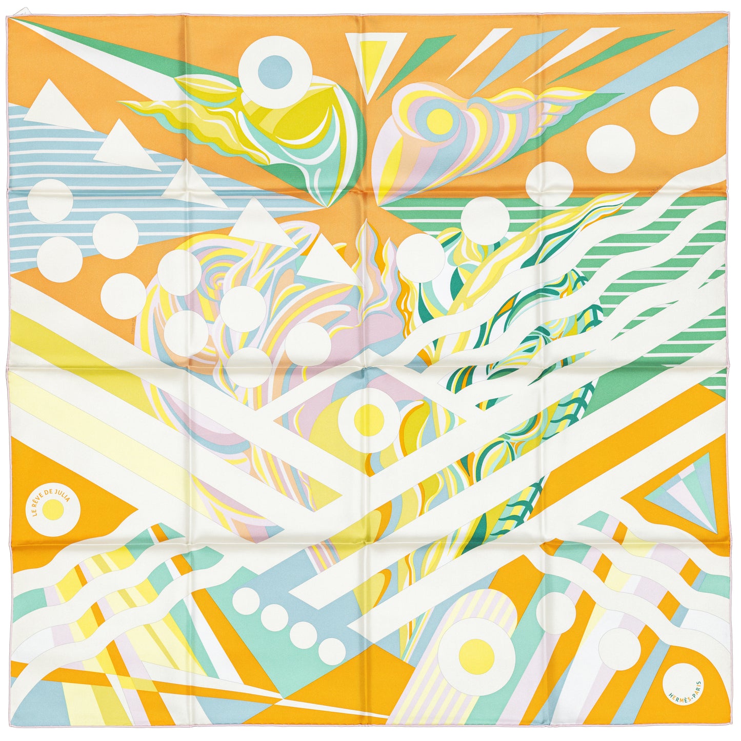 Hermes Scarf 90 Le Rêve de Julia - Abricot Vert Jaune - NWST - 2508161708