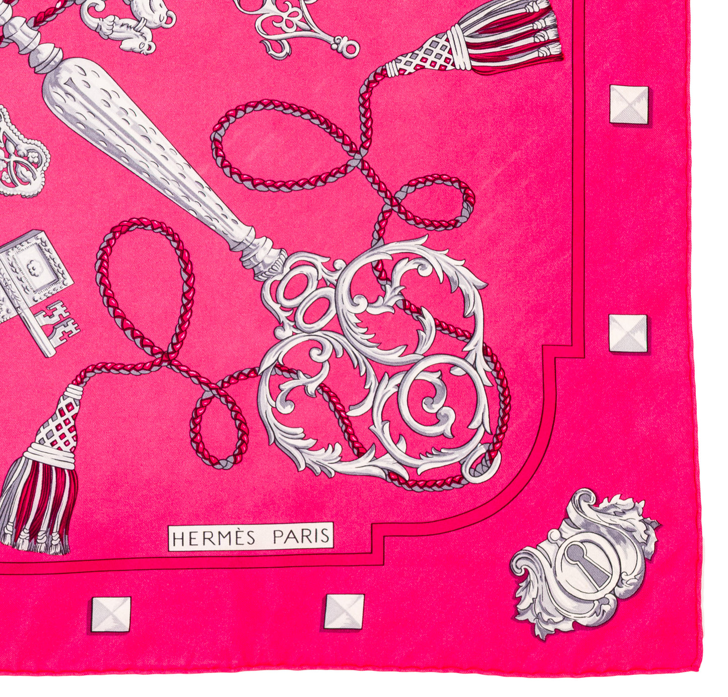 Hermes Scarf Les Clefs - Rose Vif Fuschia - Mint Care Tag