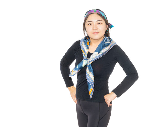 Hermes Silk Scarf Lettres Equestres - Bleu Ardoise Vert - New Store Tag