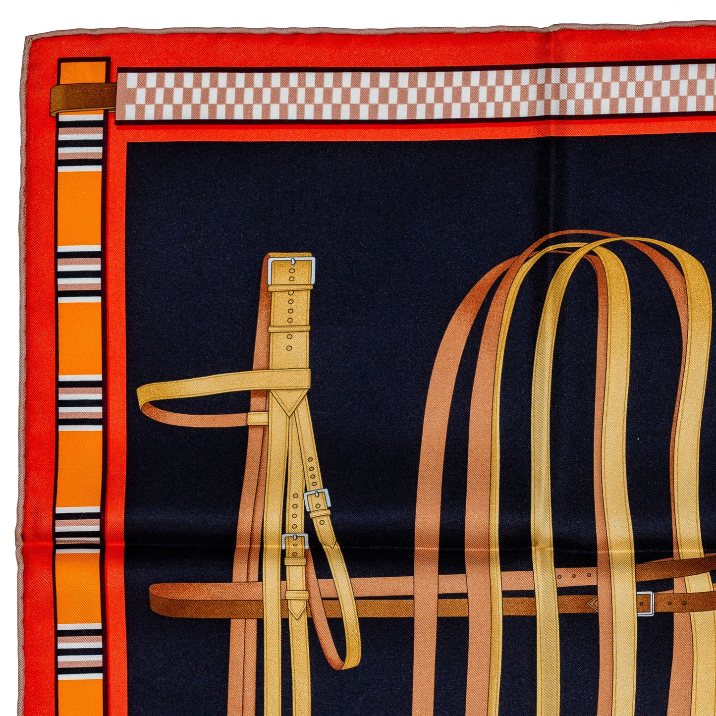 Hermes Scarf Lettres Équestres - Noir Orange Brun - NEw Store Tag
