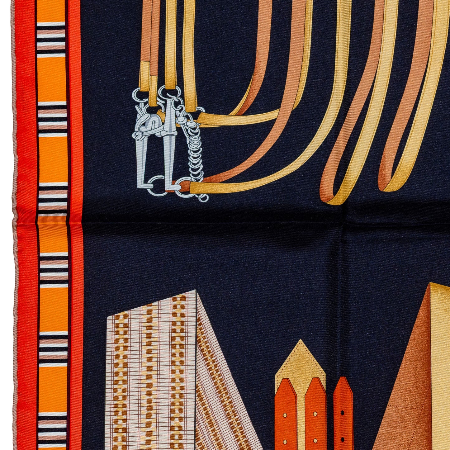 Hermes Scarf Lettres Équestres - Noir Orange Brun - NEw Store Tag