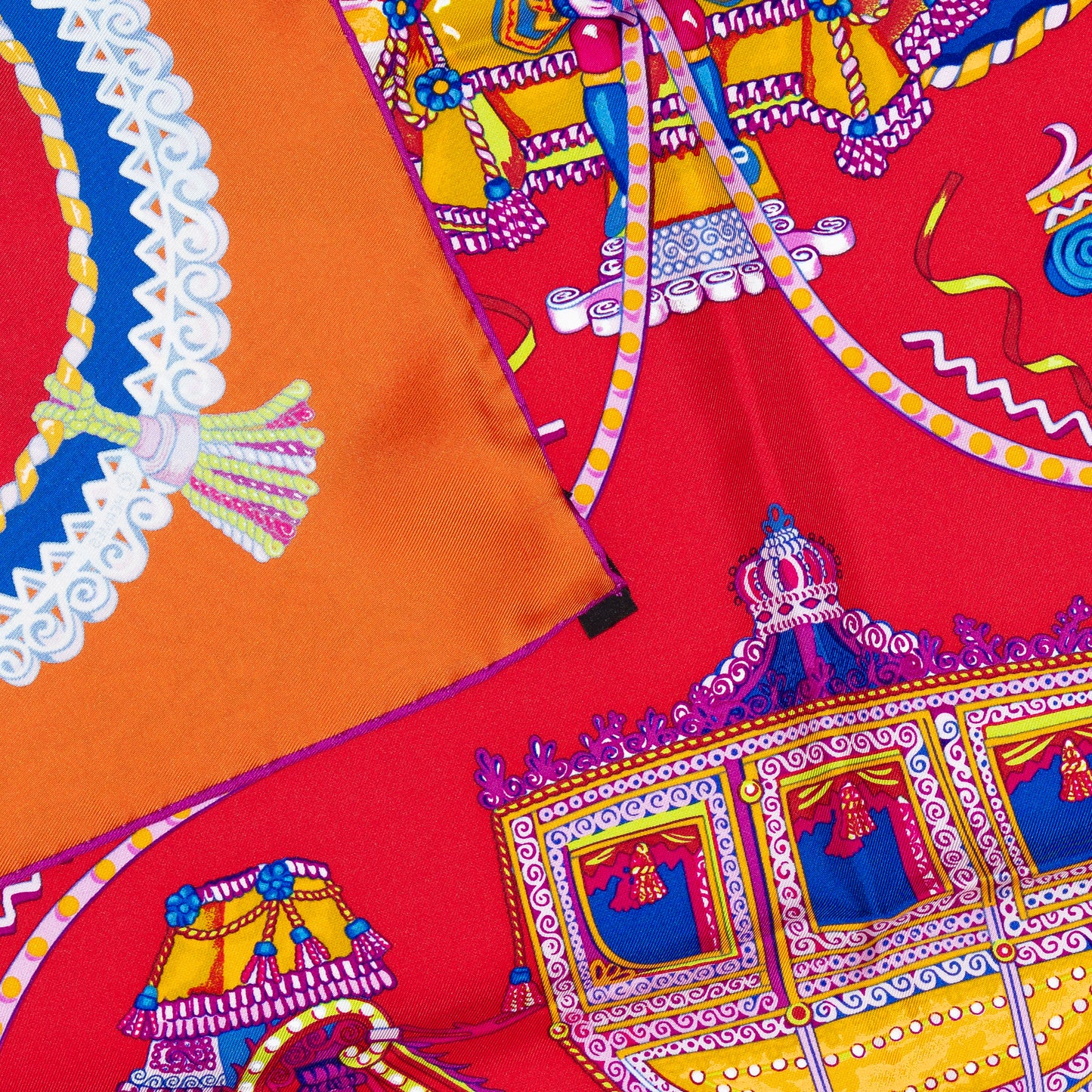 Hermes Scarf 90 Paperoles - Red Orange - New