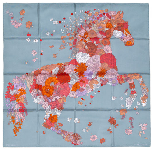 Auth. Hermès Silk Scarf 90 - Robe Legere - White Grey Corail - New Store Tag