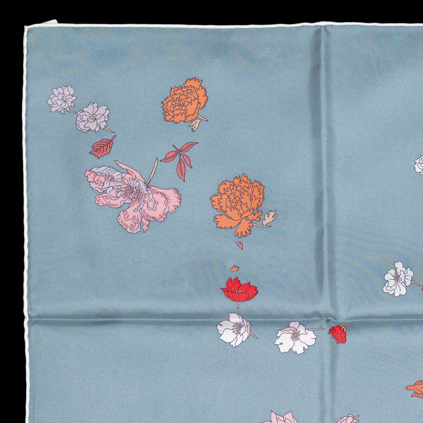 Auth. Hermès Silk Scarf 90 - Robe Legere - White Grey Corail - New Store Tag