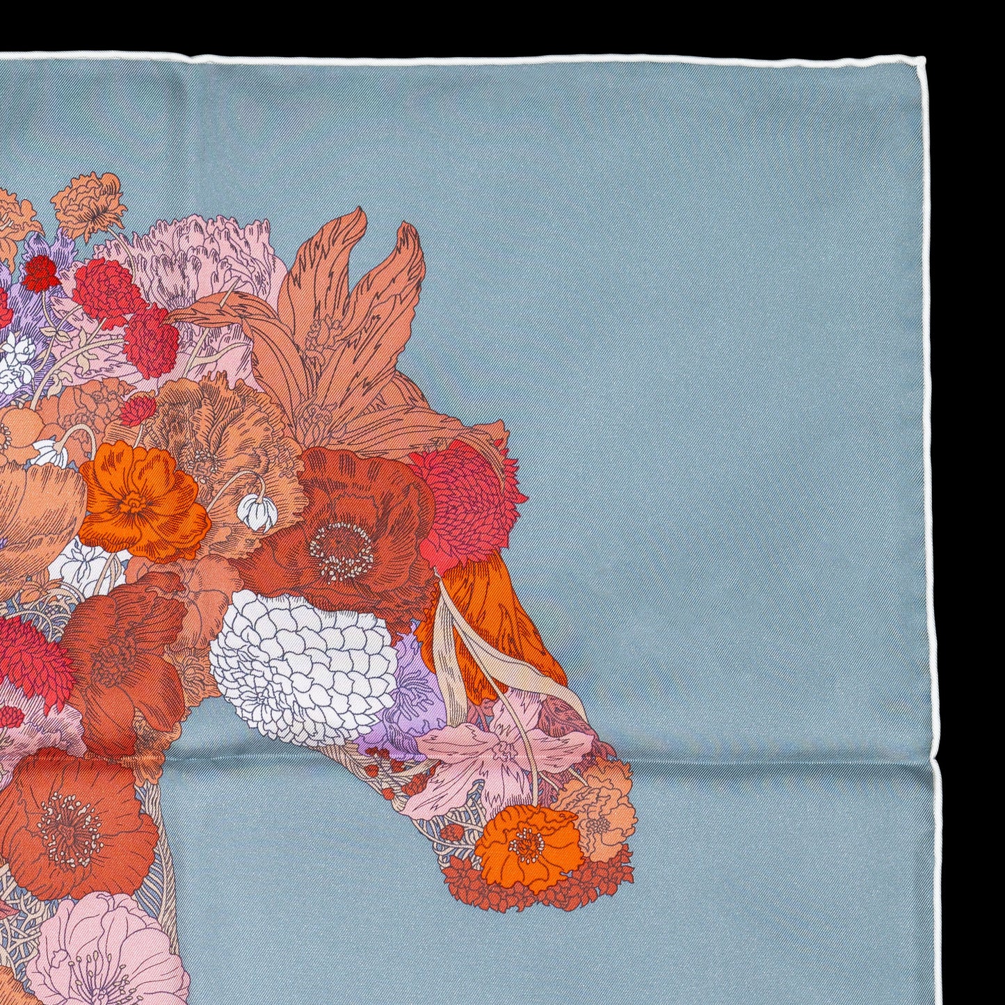 Auth. Hermès Silk Scarf 90 - Robe Legere - White Grey Corail - New Store Tag