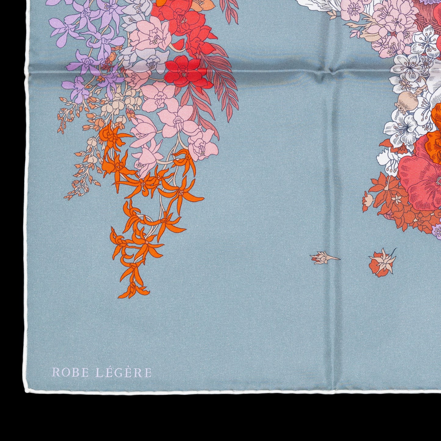 Auth. Hermès Silk Scarf 90 - Robe Legere - White Grey Corail - New Store Tag