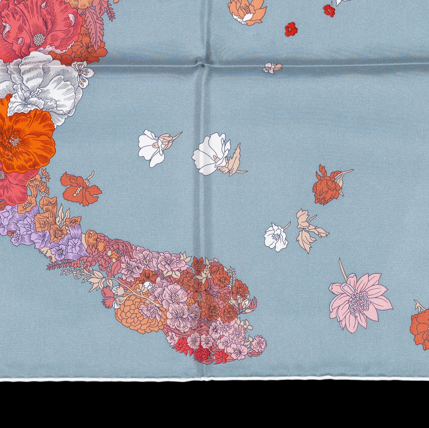 Auth. Hermès Silk Scarf 90 - Robe Legere - White Grey Corail - New Store Tag