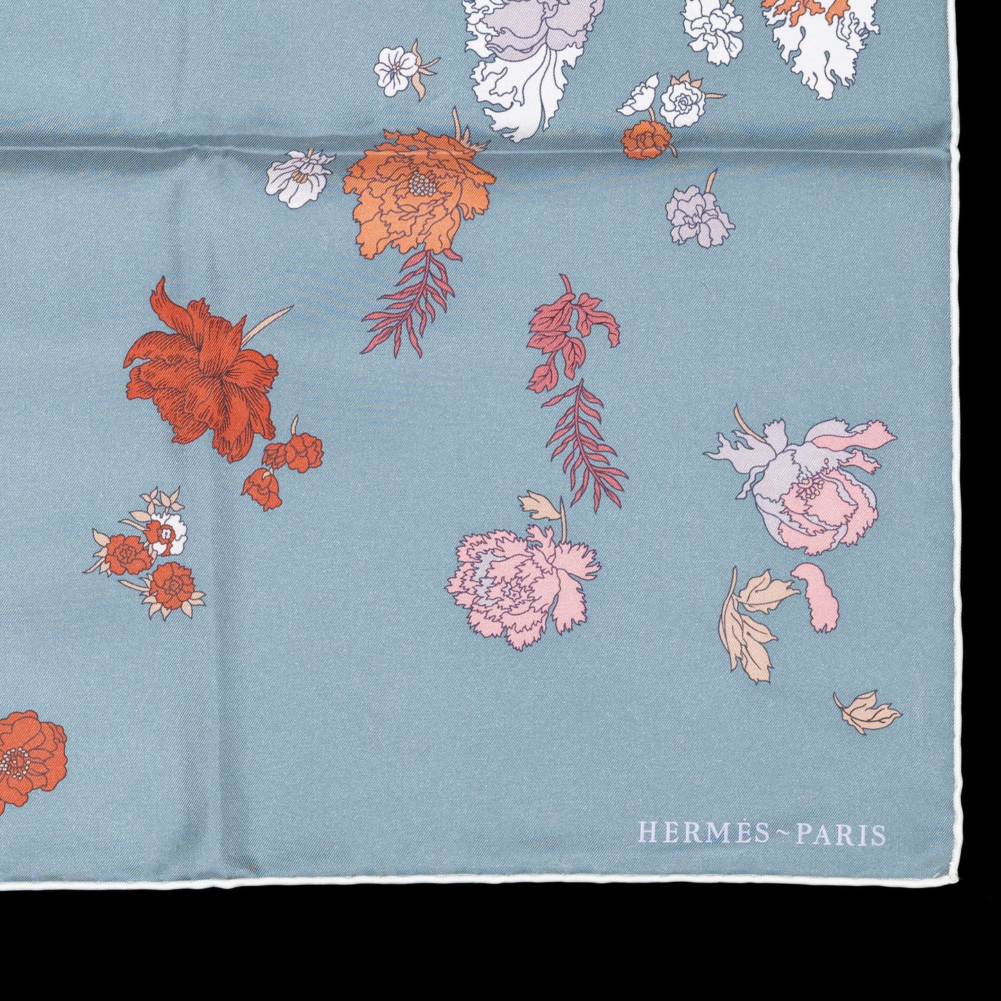 Auth. Hermès Silk Scarf 90 - Robe Legere - White Grey Corail - New Store Tag