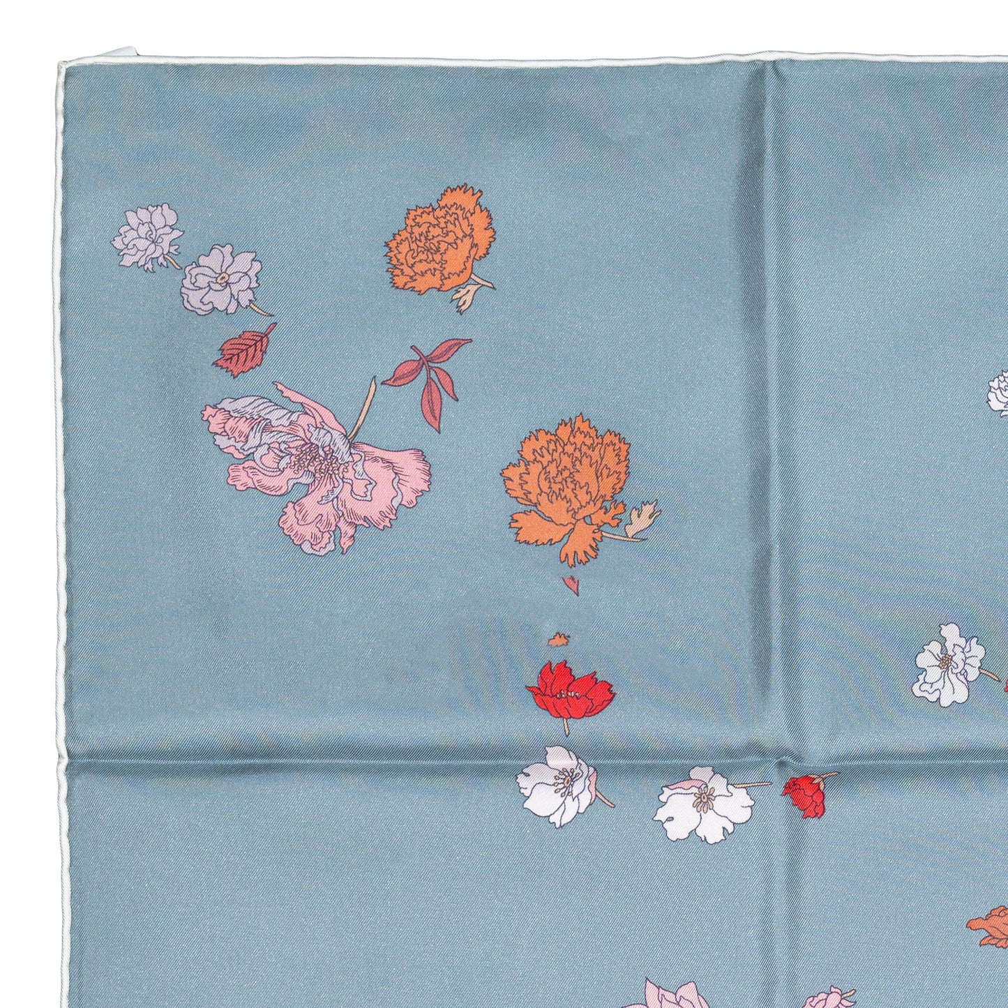 Auth. Hermès Silk Scarf 90 - Robe Legere - White Grey Corail - New Store Tag