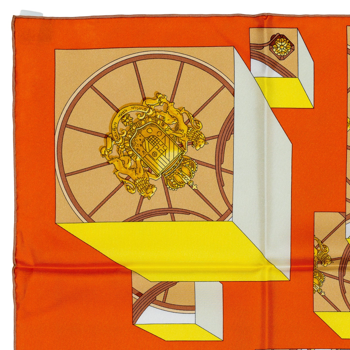 Hermes Silk Scarf Springs Springs Orange Jaune Vert With Store Tag NEw