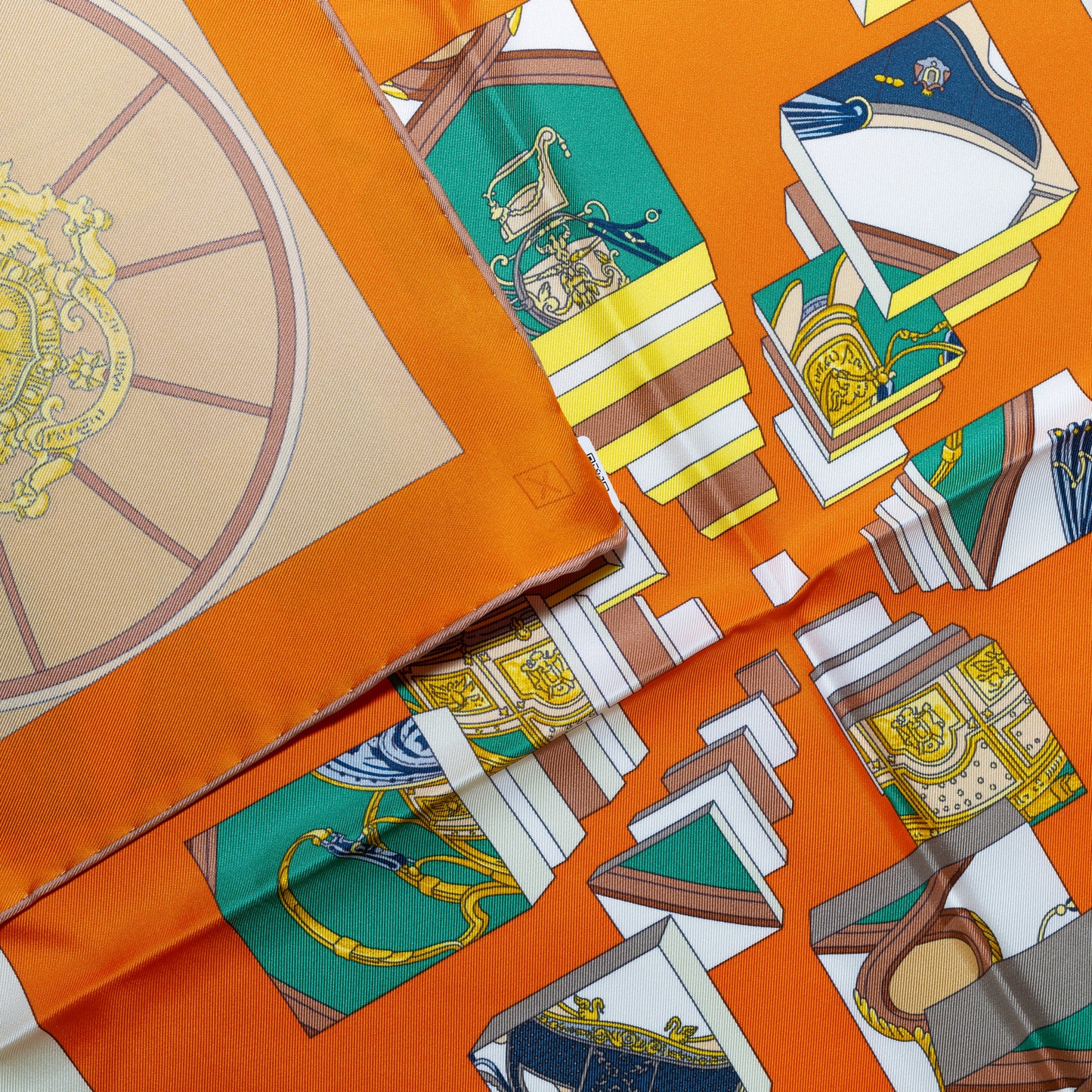 Hermes Silk Scarf Springs Springs Orange Jaune Vert With Store Tag NEw