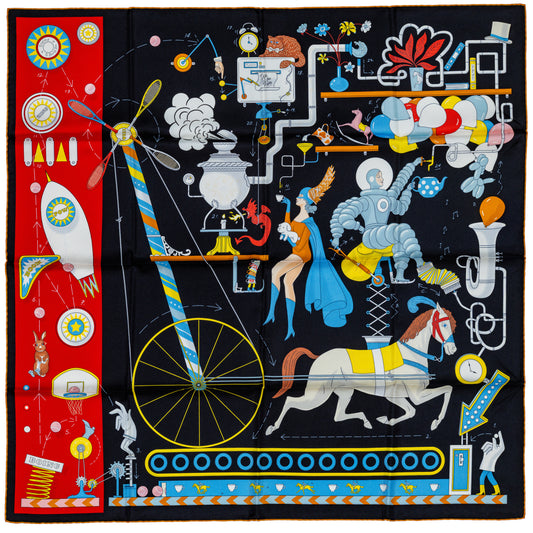 Hermes Scarf Tea for Two - Noir Rouge Multicolore - New Store Tag