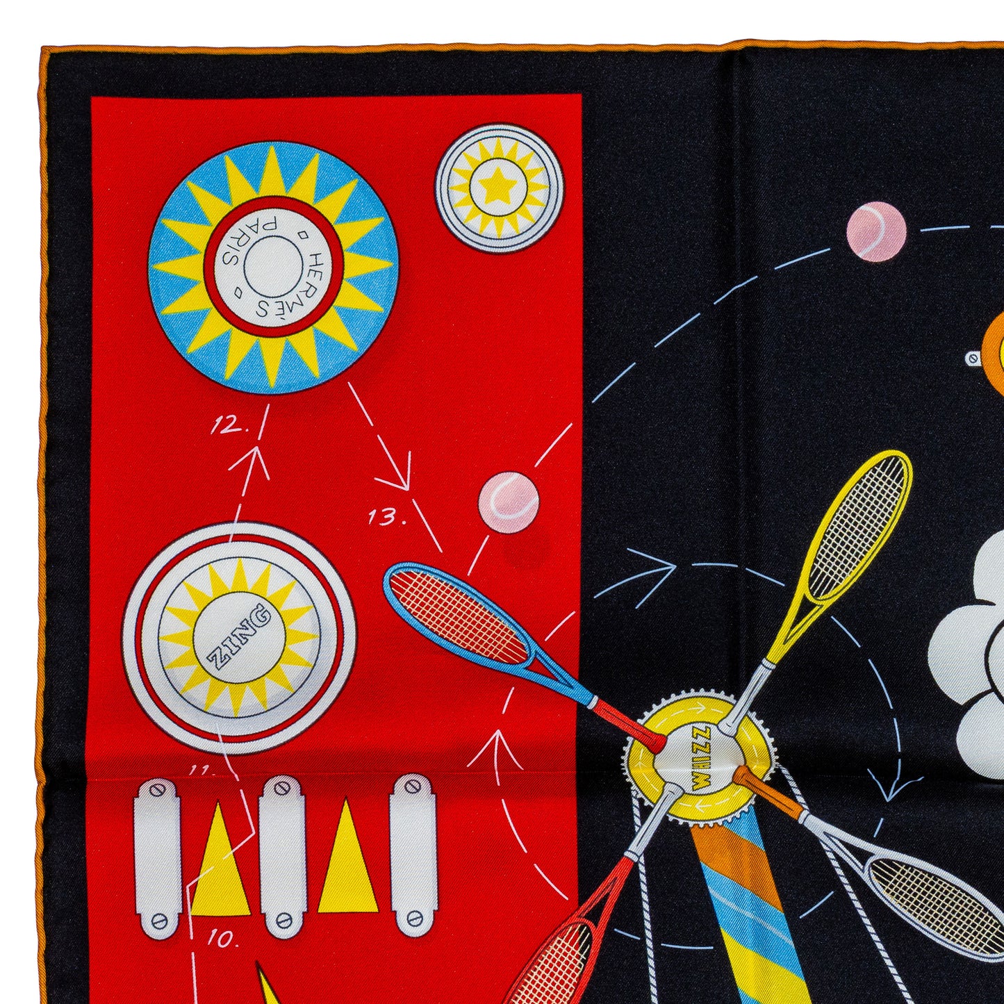 Hermes Scarf Tea for Two - Noir Rouge Multicolore - New Store Tag