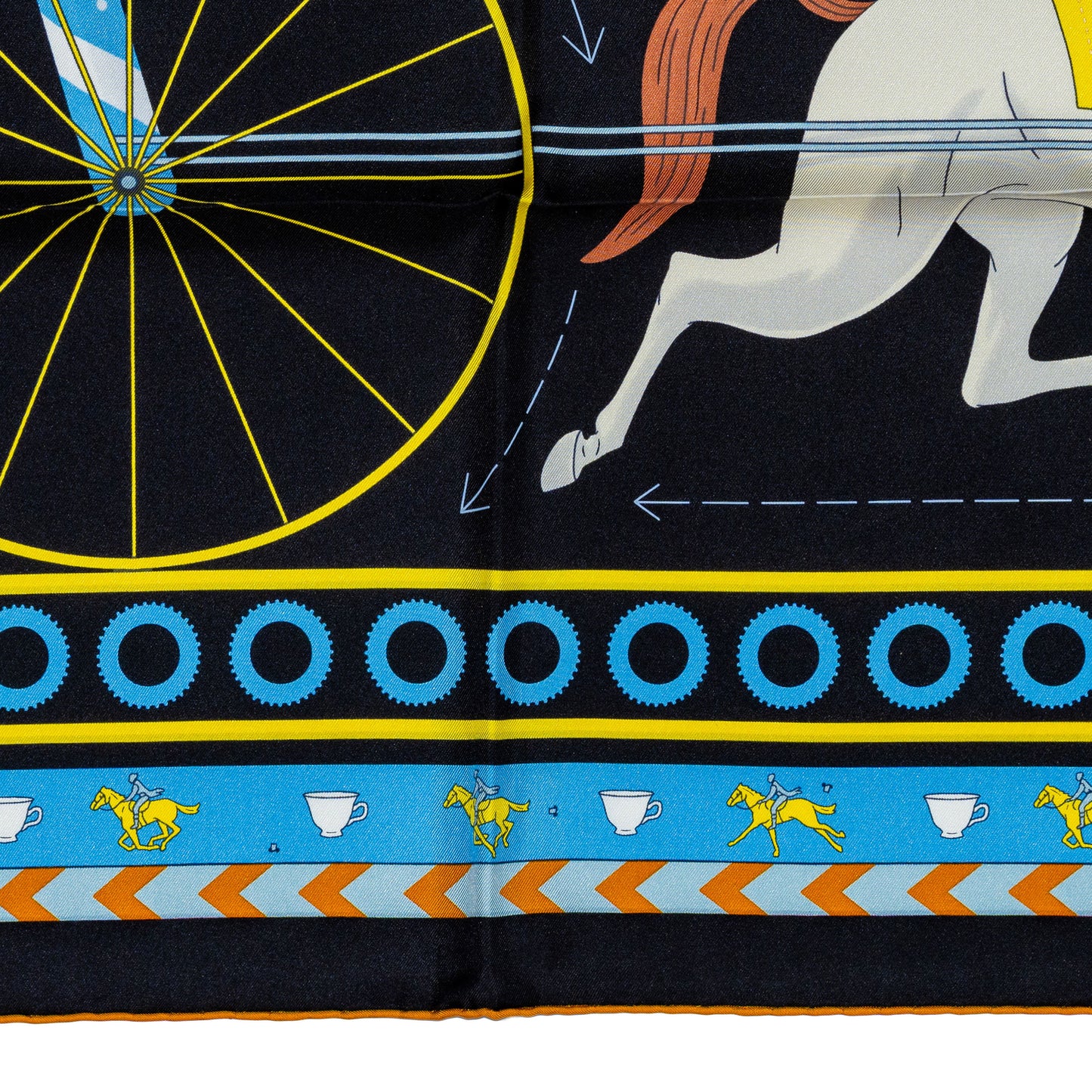 Hermes Scarf Tea for Two - Noir Rouge Multicolore - New Store Tag