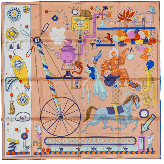 Hermes Scarf Tea for Two - Rose Poudré Blanc - New Store Tag